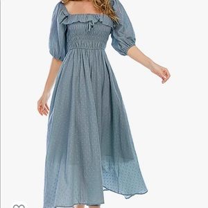 Smocked bubble sleeve dress